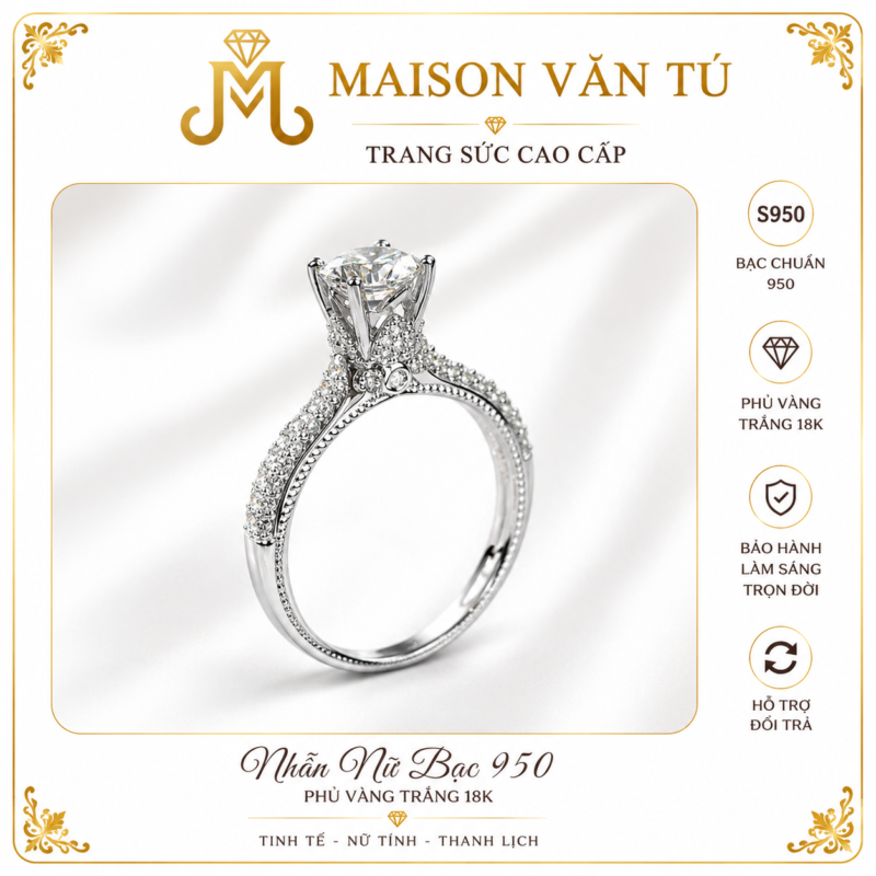 Nhẫn bạc cao cấp xi kim(phủ vàng trắng 18k) lx8288282